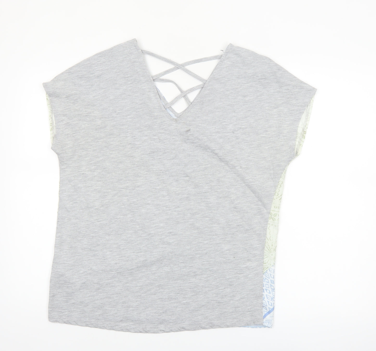 Tom Tailor Women's Blue Geometric V-Neck Strappy T-Shirt Size S