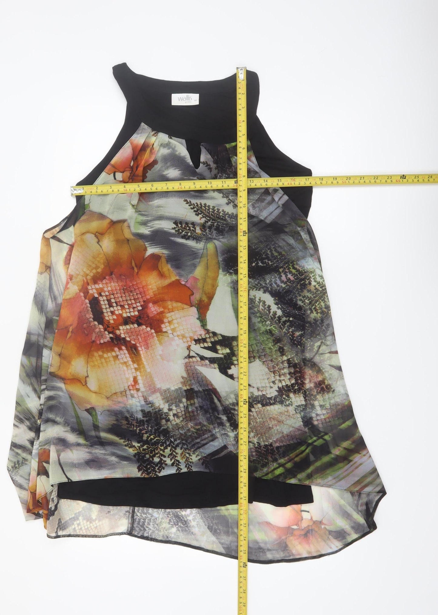 Wallis Petite Multicoloured Floral Hi-Low Shift Dress Size 16