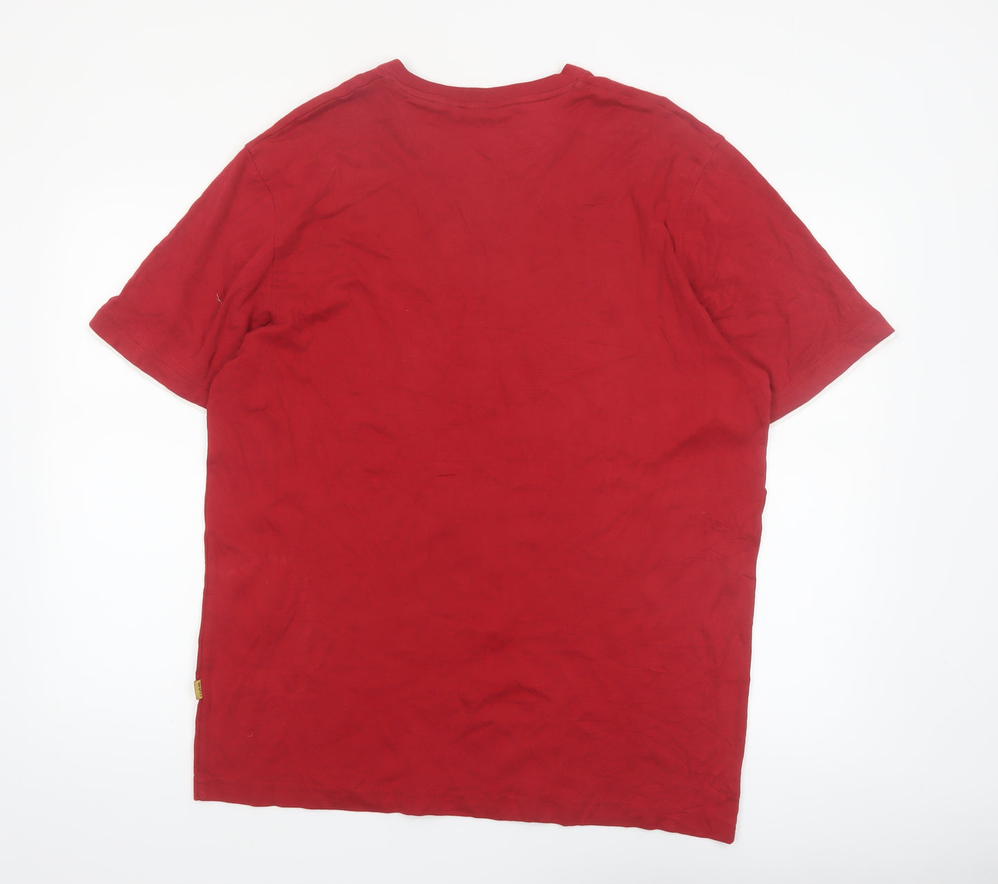 Maine New England Men's Red V-Neck Cotton T-Shirt Size L