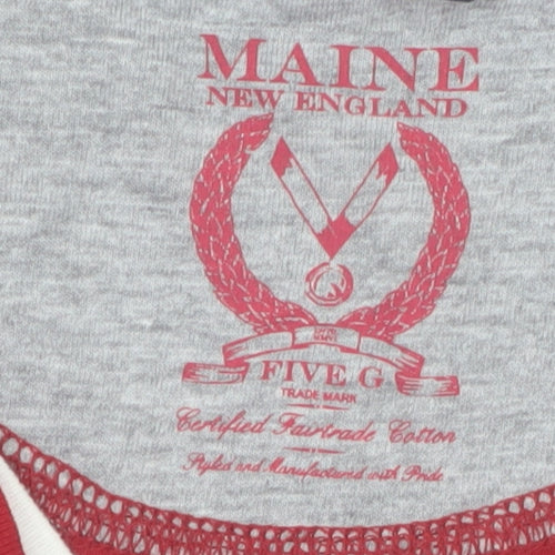 Maine New England Men's Red V-Neck Cotton T-Shirt Size L