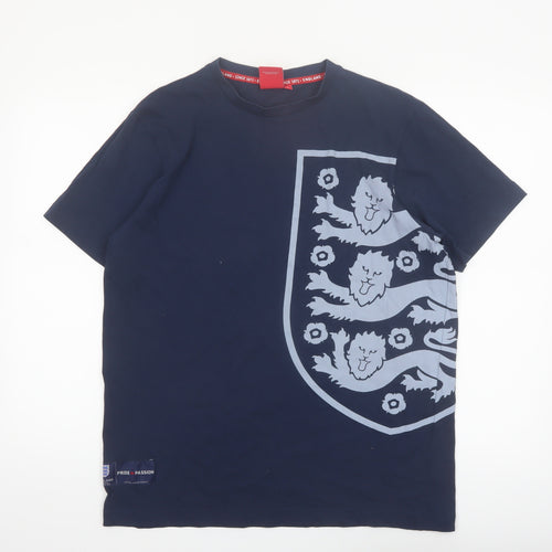 England Men’s Blue Large Short Sleeve Cotton Graphic T-Shirt