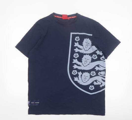England Men’s Blue Large Short Sleeve Cotton Graphic T-Shirt