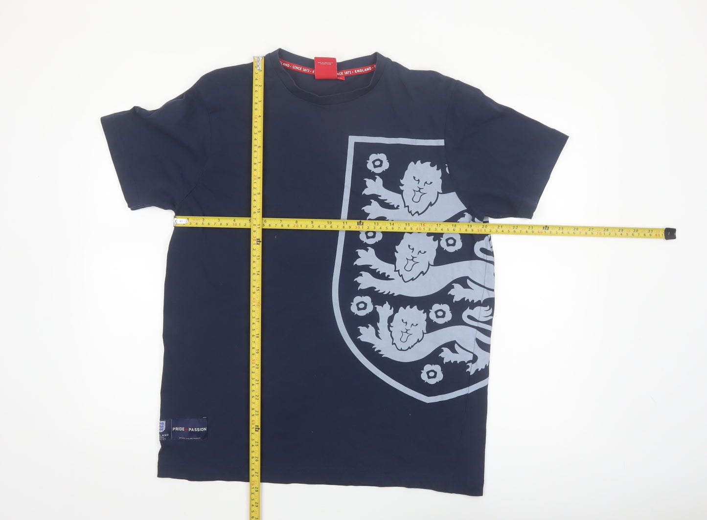 England Men’s Blue Large Short Sleeve Cotton Graphic T-Shirt