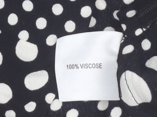 Kew 159 Women Black Polka Dot Sleeveless Ruffle Tunic Blouse Size 10