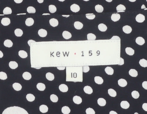 Kew 159 Women Black Polka Dot Sleeveless Ruffle Tunic Blouse Size 10
