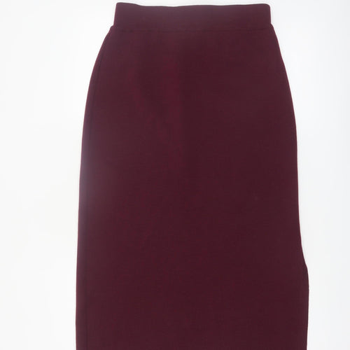 Jaeger Women's Brown Wool Pencil Skirt L Knit Knee Length