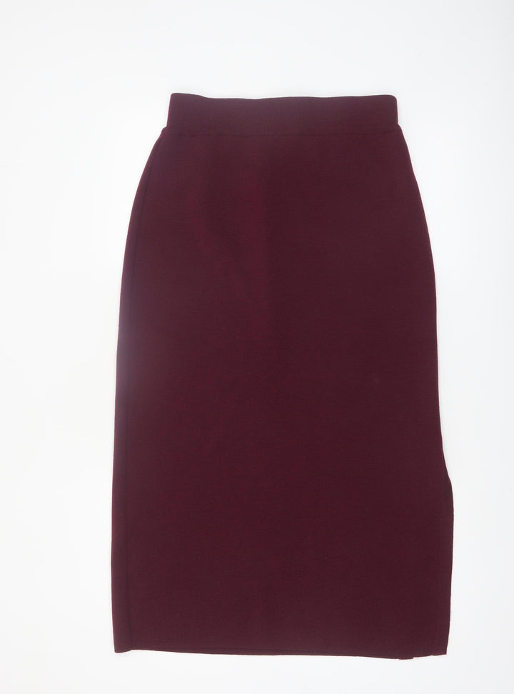 Jaeger Women's Brown Wool Pencil Skirt L Knit Knee Length