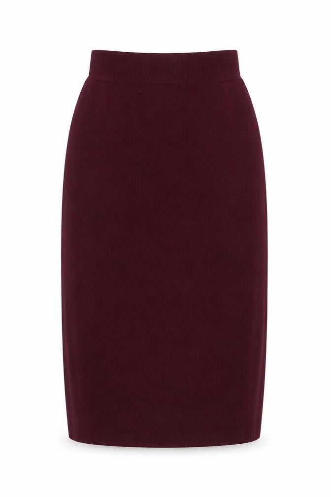 Jaeger Women's Brown Wool Pencil Skirt L Knit Knee Length
