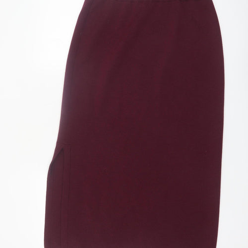 Jaeger Women's Brown Wool Pencil Skirt L Knit Knee Length
