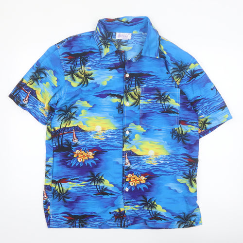 Wicked Costumes Men's Blue Hawaiian Button-Up Shirt Size S