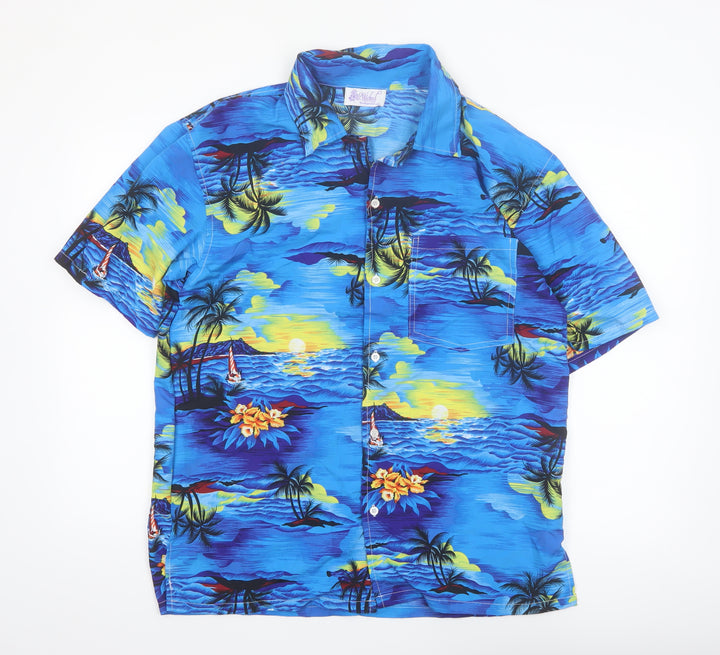 Wicked Costumes Men's Blue Hawaiian Button-Up Shirt Size S