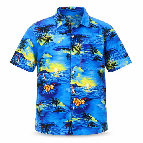 Wicked Costumes Men's Blue Hawaiian Button-Up Shirt Size S