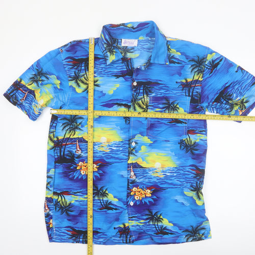 Wicked Costumes Men's Blue Hawaiian Button-Up Shirt Size S