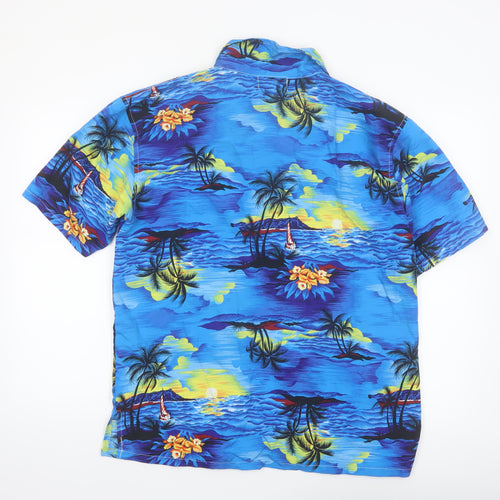 Wicked Costumes Men's Blue Hawaiian Button-Up Shirt Size S