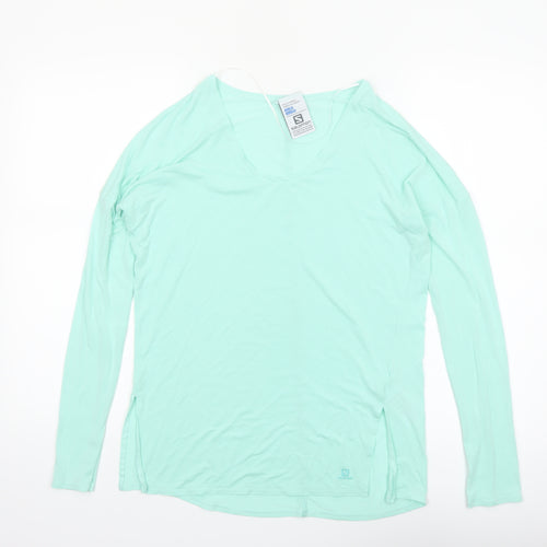 Salomon Women's Green XS Lightweight Long Sleeve V-Neck Sports Top