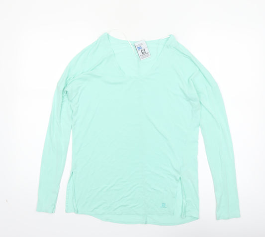 Salomon Women's Green XS Lightweight Long Sleeve V-Neck Sports Top