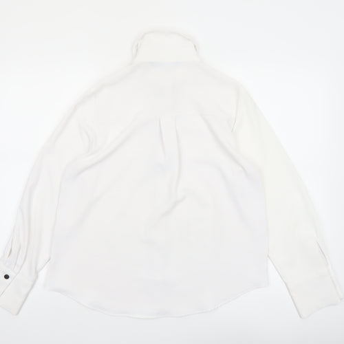 Zara Women White Collared Long Sleeve Button Blouse XS