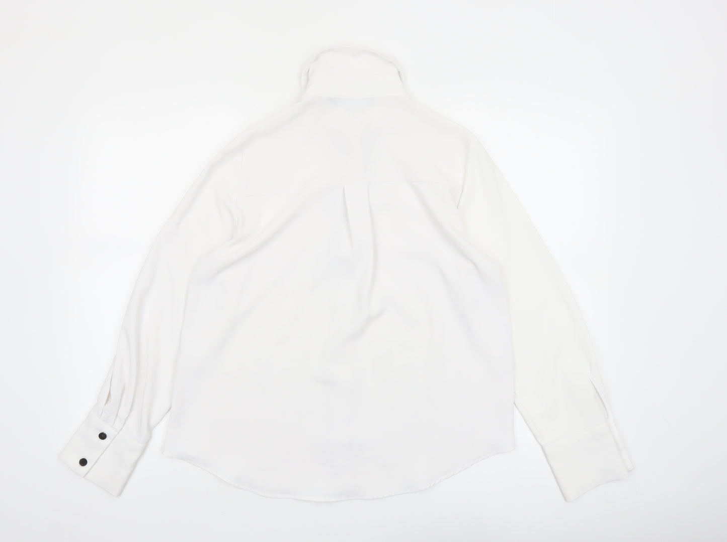 Zara Women White Collared Long Sleeve Button Blouse XS