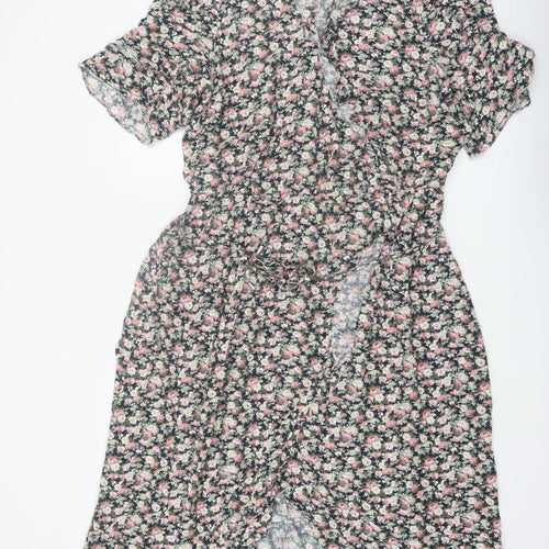 Oasis Womens Floral Wrap Dress Multicoloured Size 26 Viscose