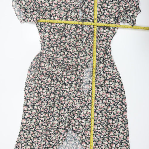 Oasis Womens Floral Wrap Dress Multicoloured Size 26 Viscose