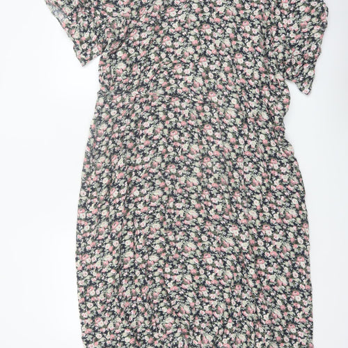 Oasis Womens Floral Wrap Dress Multicoloured Size 26 Viscose