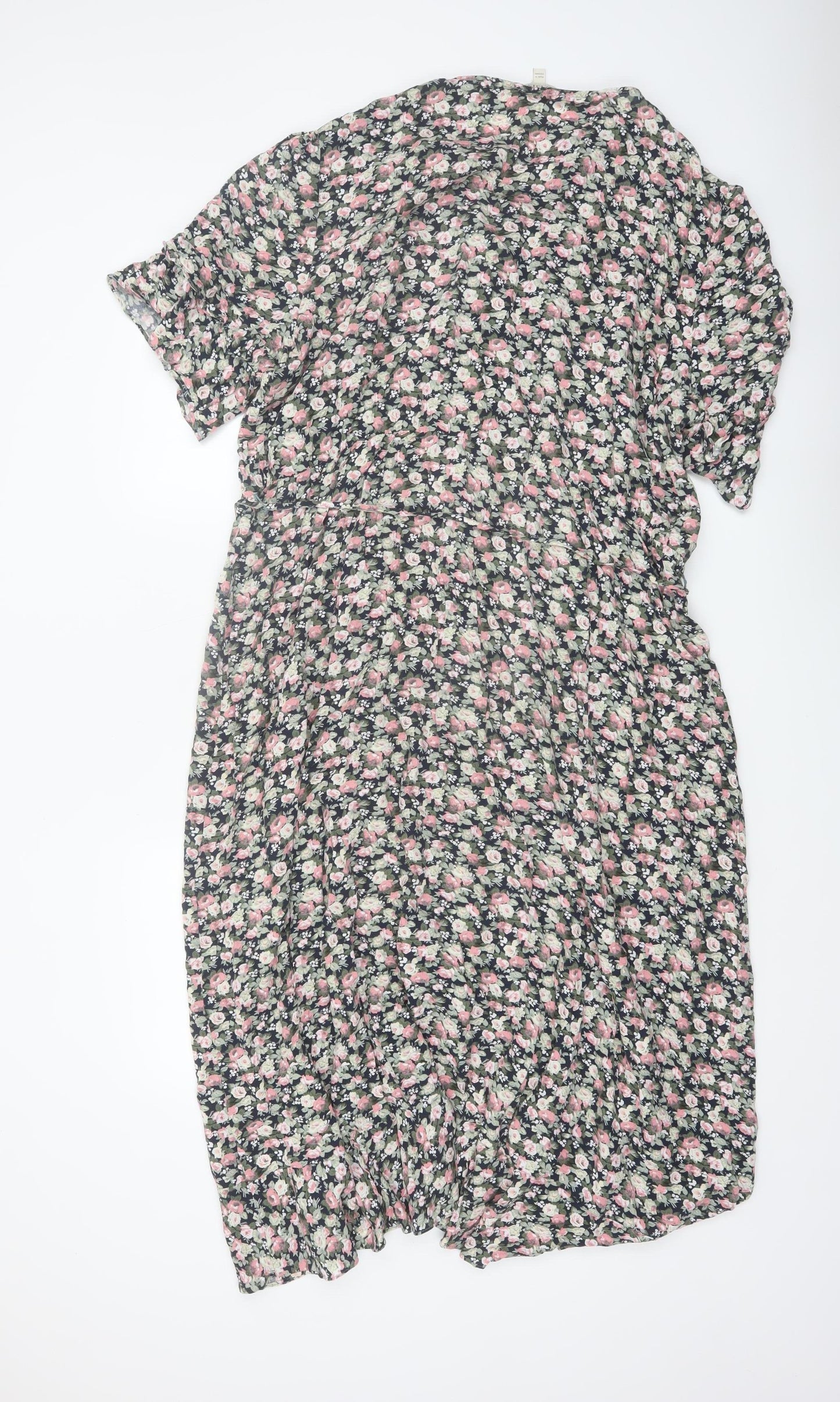 Oasis Womens Floral Wrap Dress Multicoloured Size 26 Viscose