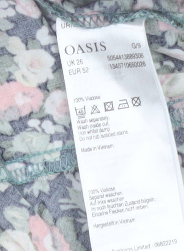 Oasis Womens Floral Wrap Dress Multicoloured Size 26 Viscose