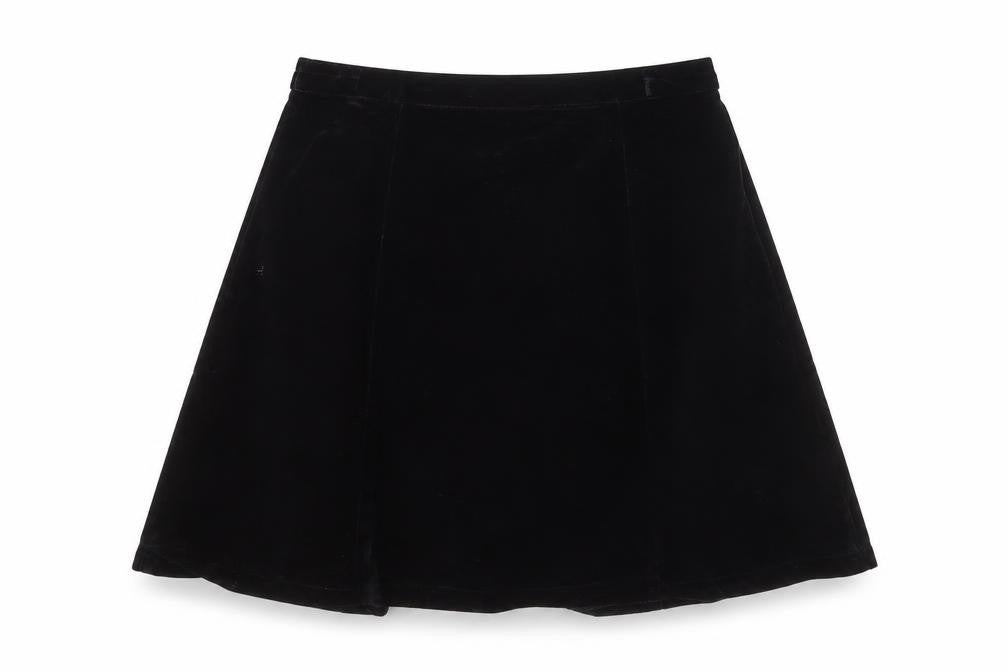 R&K Evening Women’s Black Velvet A-Line Knee Length Skirt L
