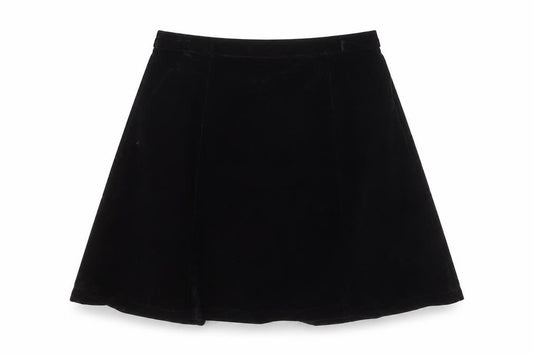 Front view of R&K Evening Women’s Black Velvet A-Line Knee Length Skirt L