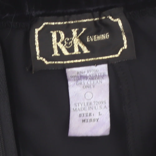 R&K Evening Women’s Black Velvet A-Line Knee Length Skirt L