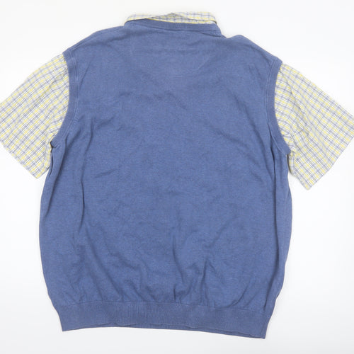 Lincoln Men's Blue 2XL Cotton V-Neck Sleeveless Jumper Vest