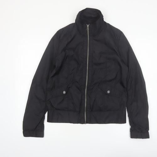 H&M L.O.G.G. Women's Black Bomber Jacket Size 12 Full Zip Casual