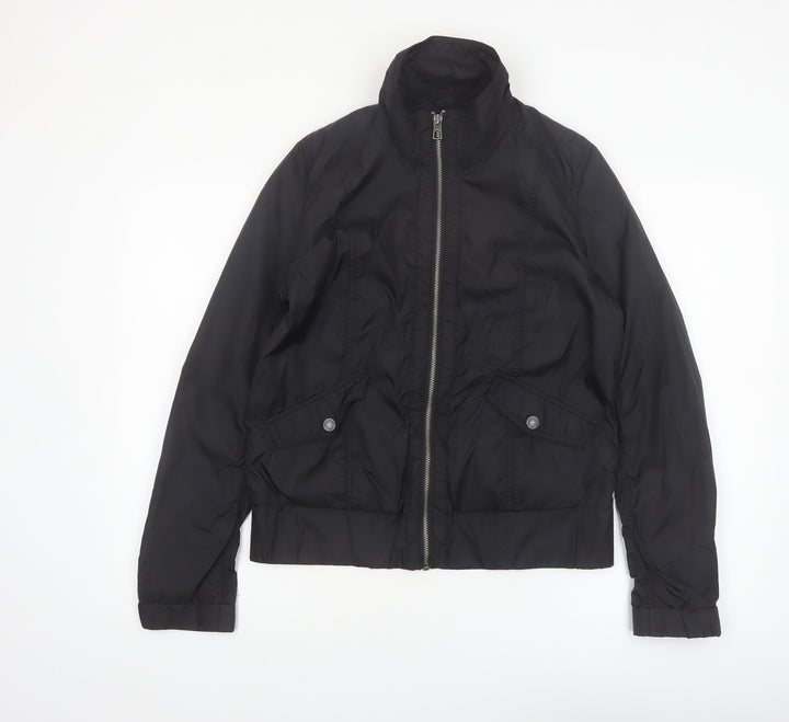H&M L.O.G.G. Women's Black Bomber Jacket Size 12 Full Zip Casual