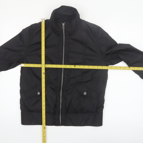 H&M L.O.G.G. Women's Black Bomber Jacket Size 12 Full Zip Casual