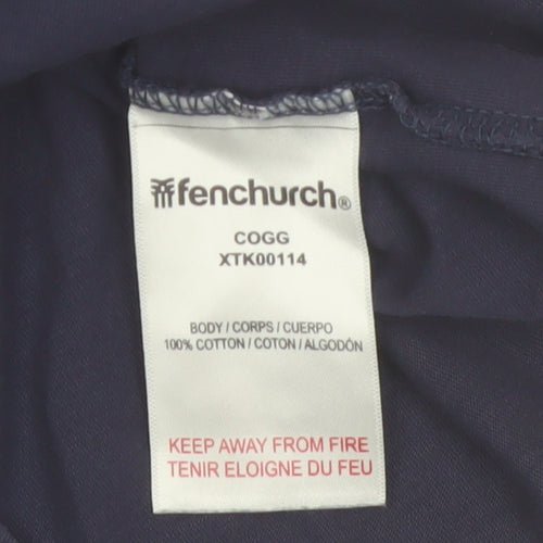 Fenchurch Men's Navy Blue Graphic Print Cotton T-Shirt Size M