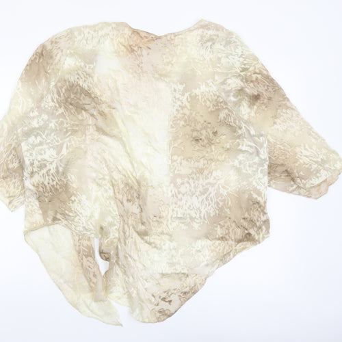 Adini Women’s Beige Silk Kimono Style 3/4 Sleeve Sheer Blouse M