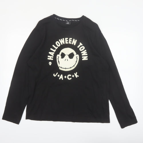 Tu Men’s Black Halloween Town Jack Long Sleeve Cotton Top Size M