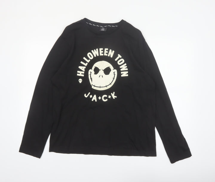 Tu Men’s Black Halloween Town Jack Long Sleeve Cotton Top Size M
