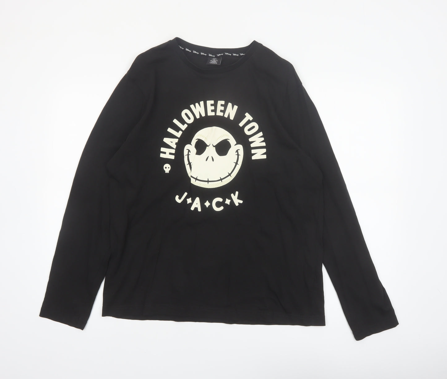 Tu Men’s Black Halloween Town Jack Long Sleeve Cotton Top Size M