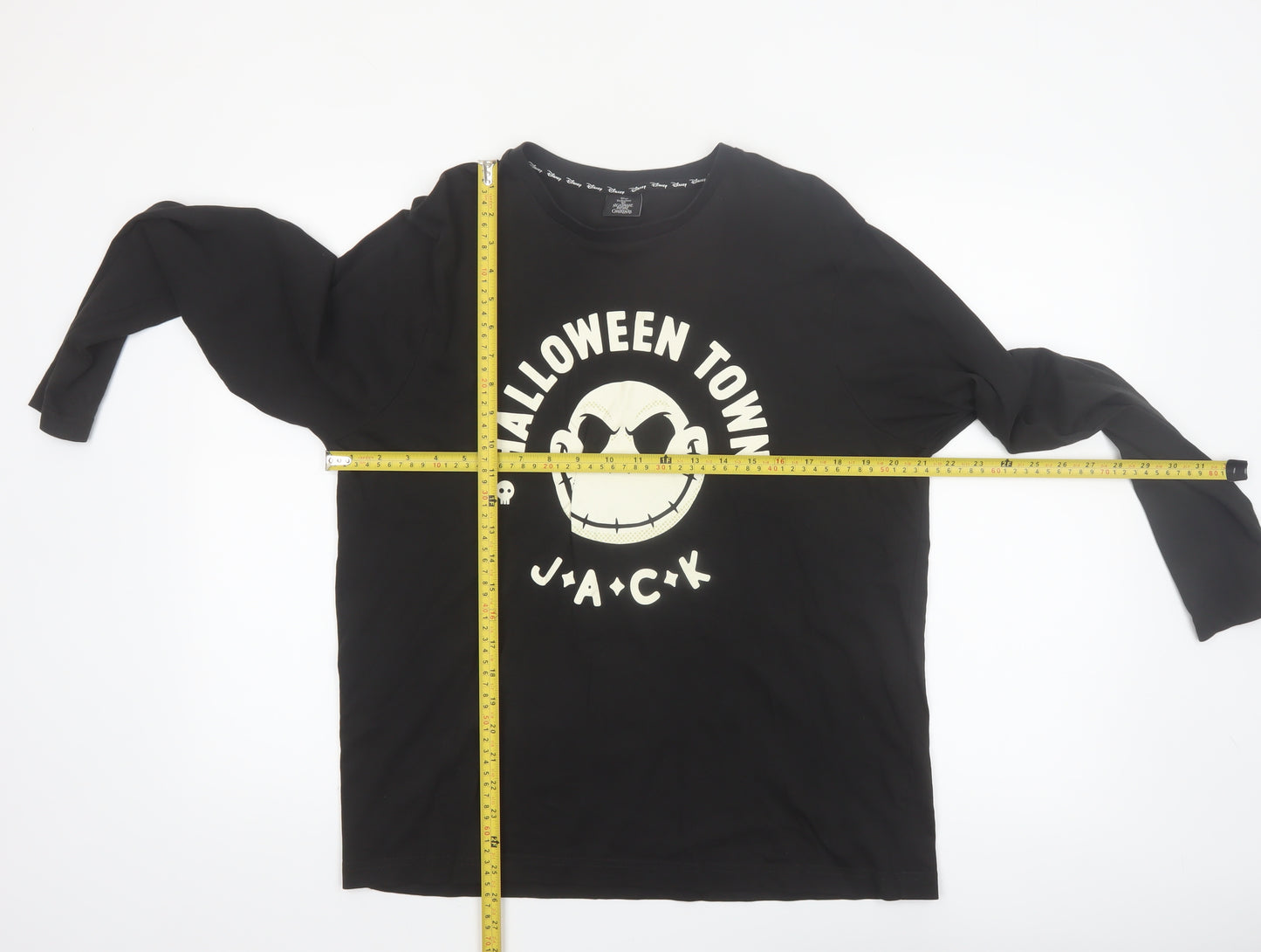 Tu Men’s Black Halloween Town Jack Long Sleeve Cotton Top Size M