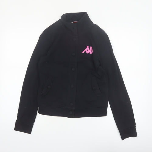 Kappa Women’s Black Bomber Jacket S Logo Button Up