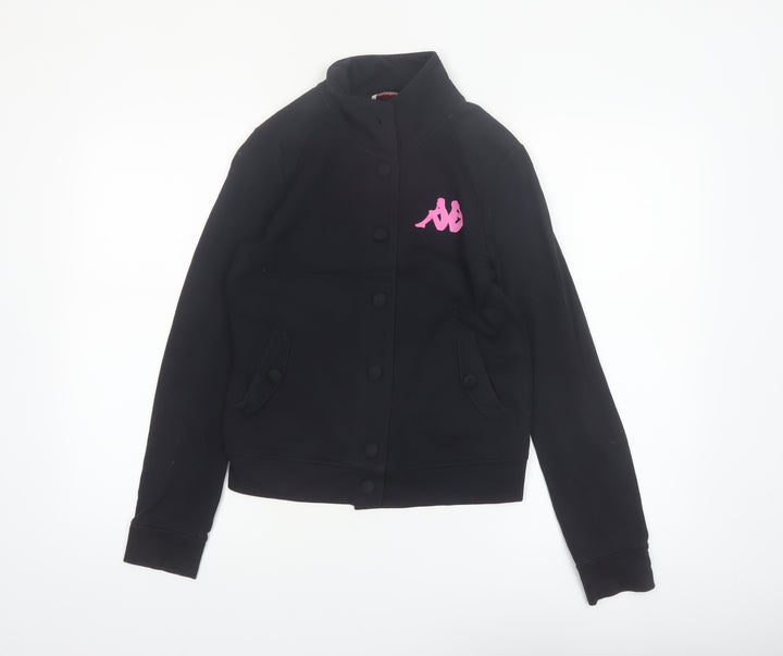 Kappa Women’s Black Bomber Jacket S Logo Button Up
