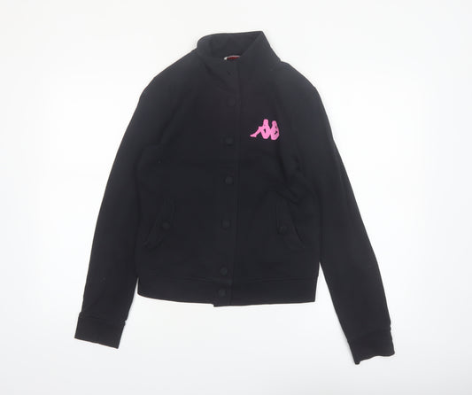 Kappa Women’s Black Bomber Jacket S Logo Button Up
