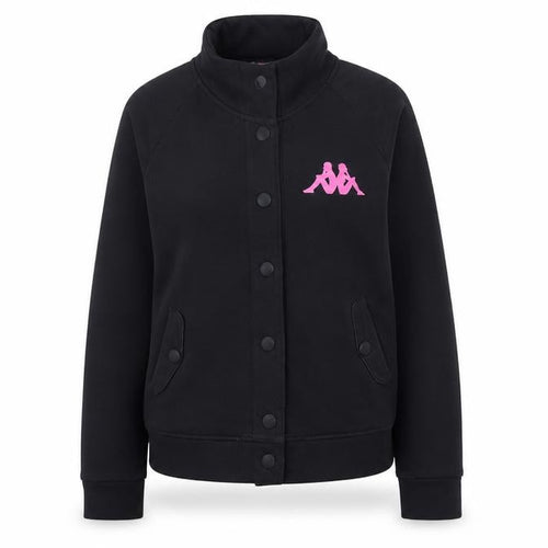Kappa Women’s Black Bomber Jacket S Logo Button Up