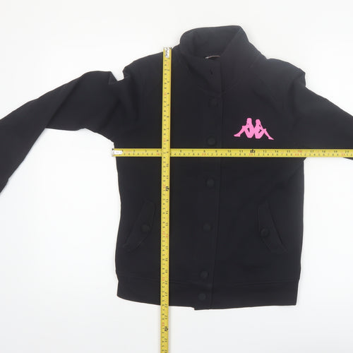 Kappa Women’s Black Bomber Jacket S Logo Button Up