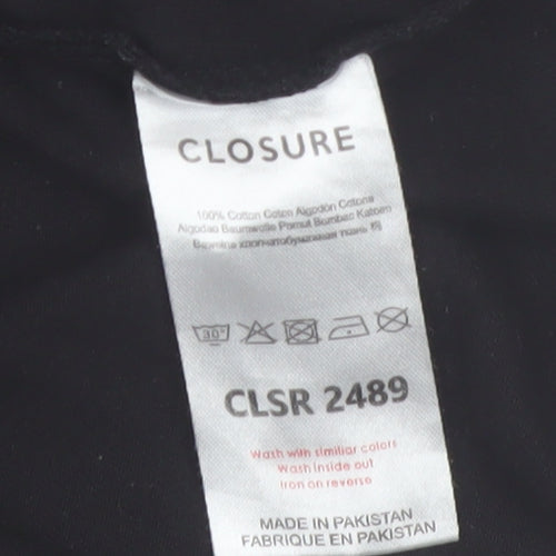 Closure London Men’s Black Graphic Logo T-Shirt Size M Cotton Crew Neck