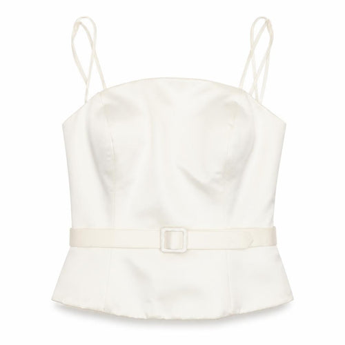 Ronald Joyce Women Ivory Satin Camisole Sweetheart Blouse UK 12