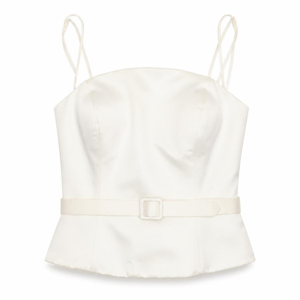 Ronald Joyce Women Ivory Satin Camisole Sweetheart Blouse UK 12