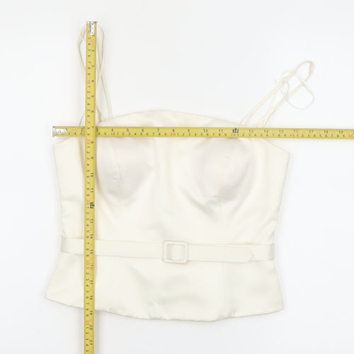 Ronald Joyce Women Ivory Satin Camisole Sweetheart Blouse UK 12