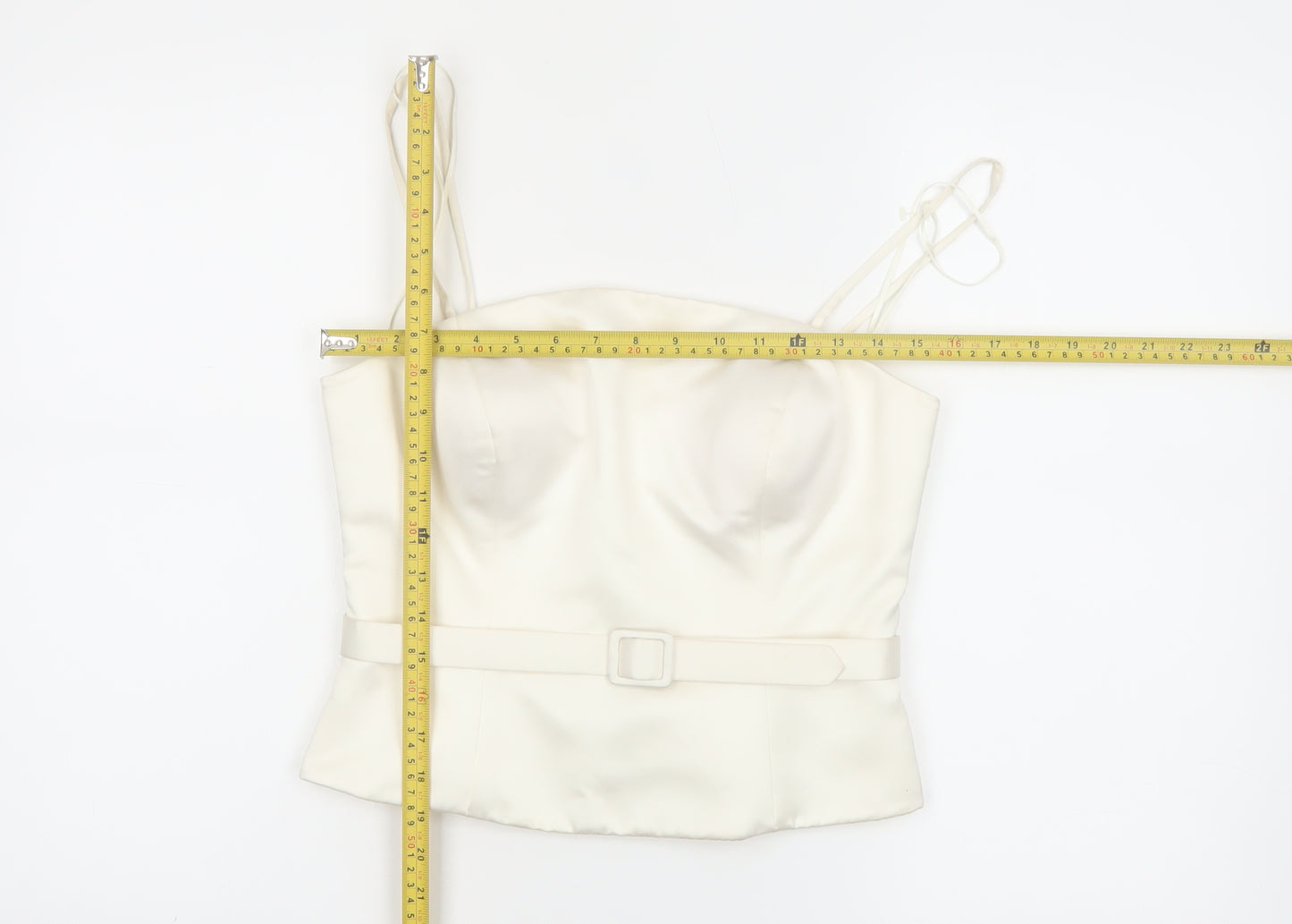 Ronald Joyce Women Ivory Satin Camisole Sweetheart Blouse UK 12
